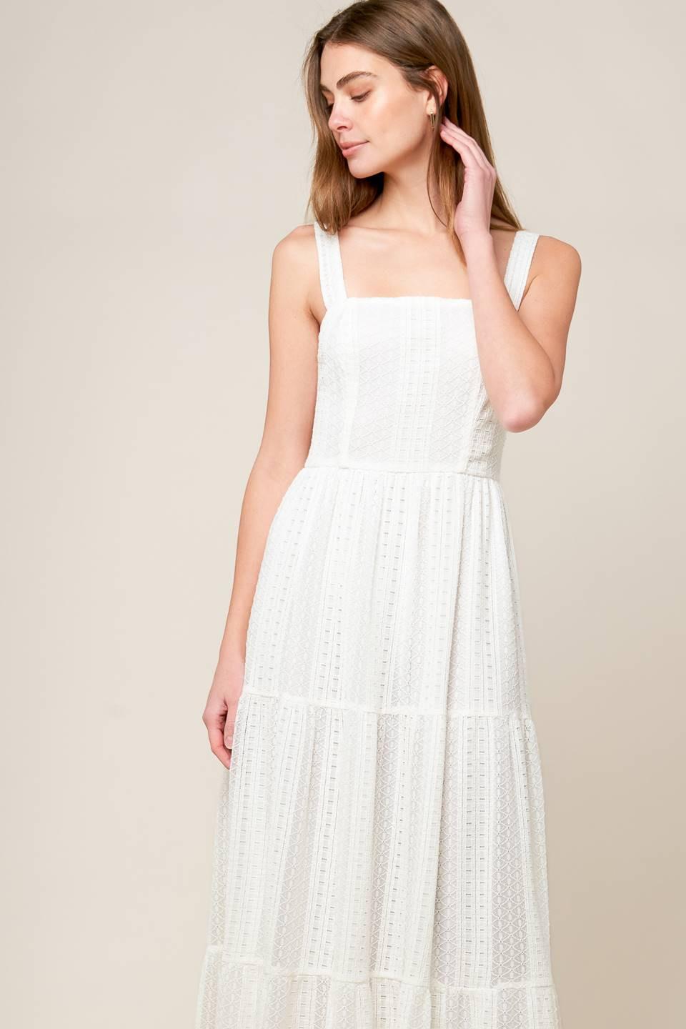 After the Rain White Lace Maxi Dress in off-white, view 3 — Soul Flow Apparel