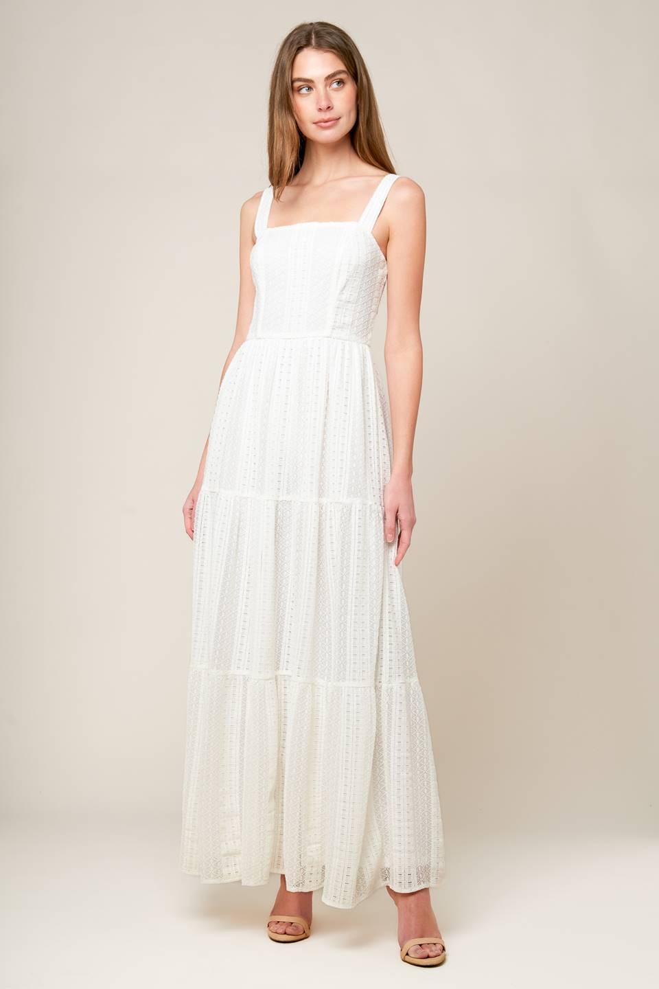 After the Rain White Lace Maxi Dress in off-white, view 4 — Soul Flow Apparel