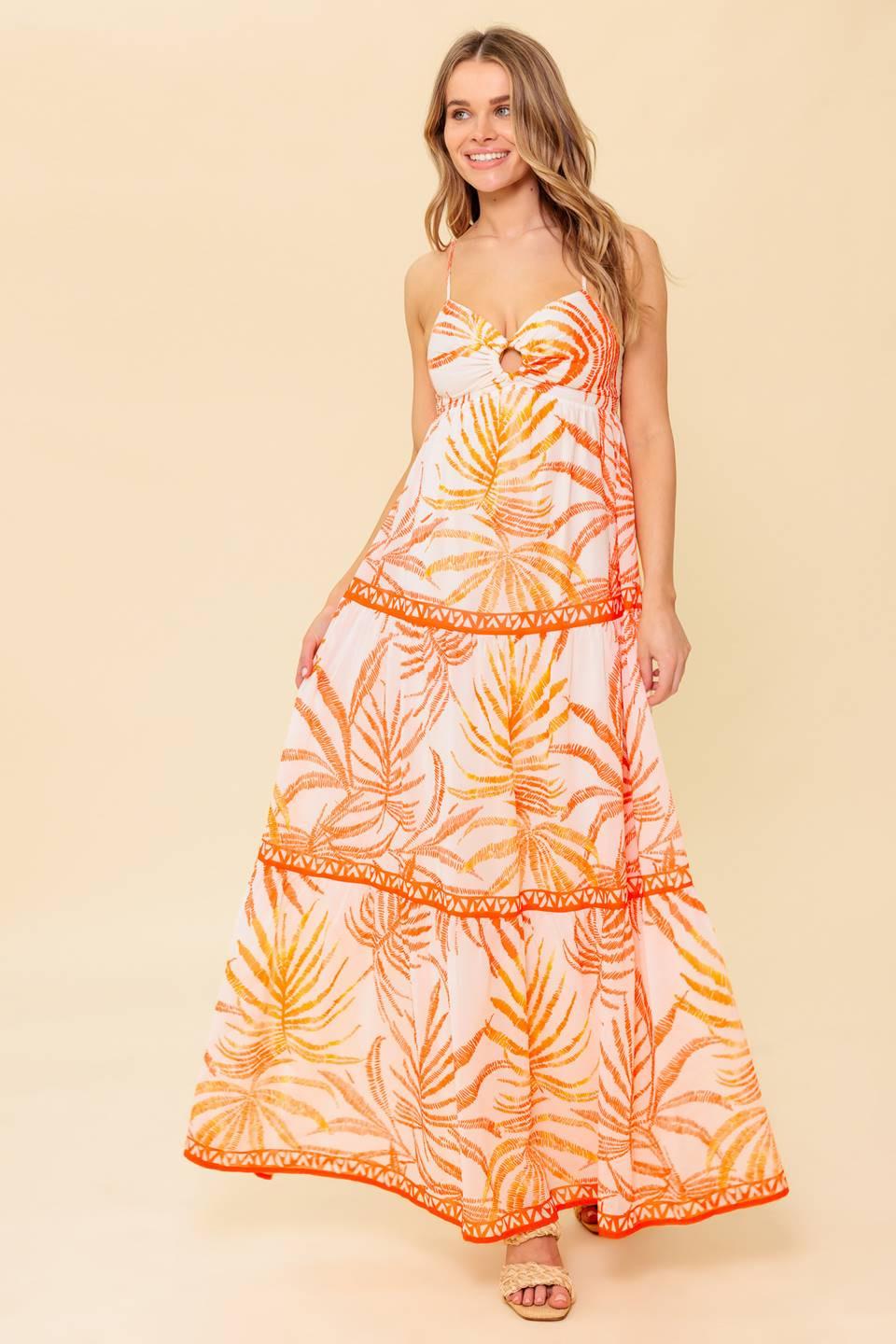 Magical Magnetism Woven Maxi Dress in white tomato, view 1 — Soul Flow Apparel
