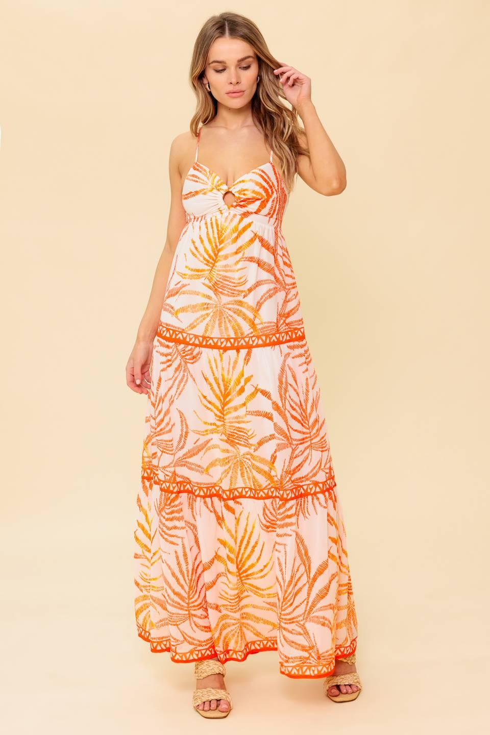 Magical Magnetism Woven Maxi Dress in white tomato, view 2 — Soul Flow Apparel