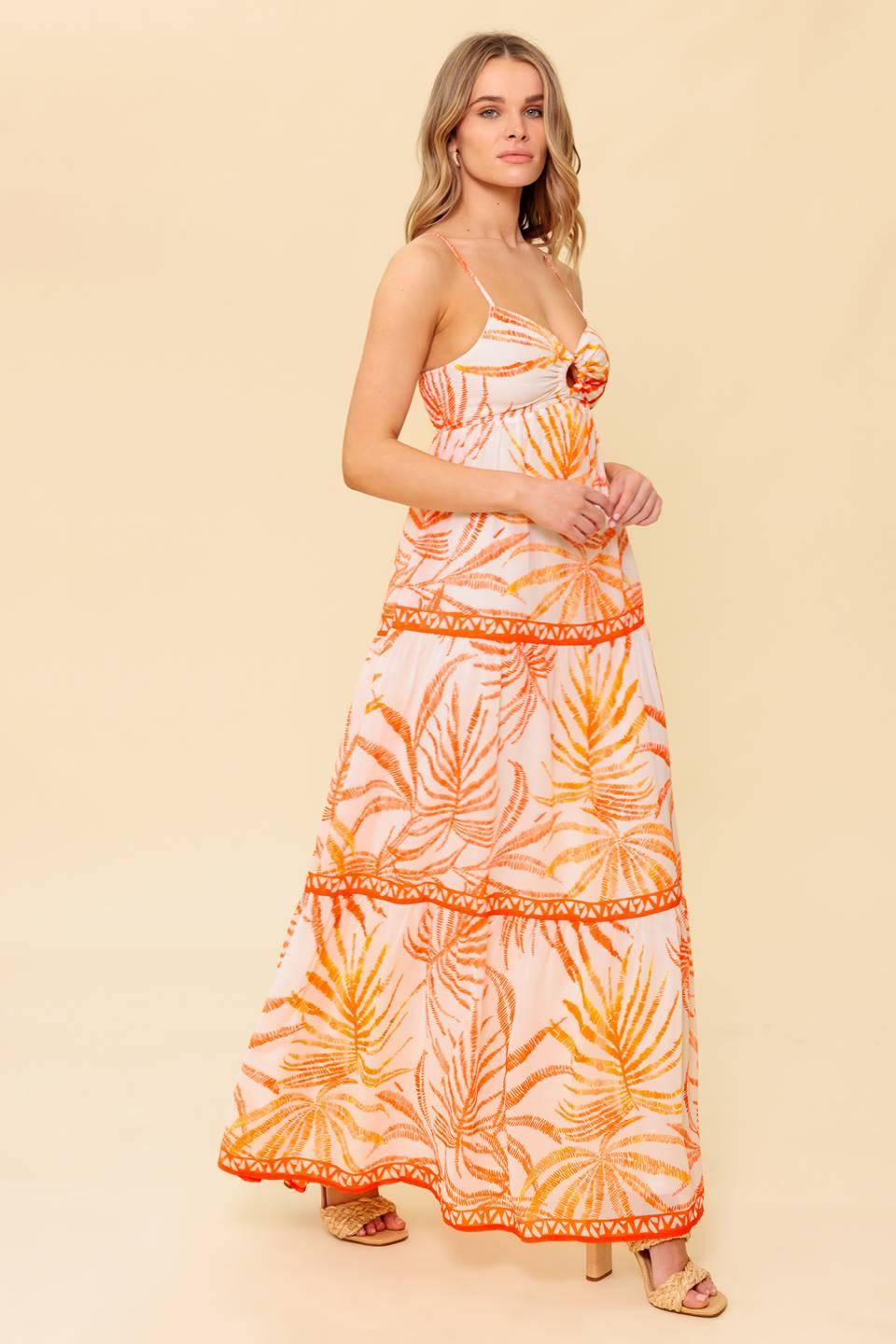 Magical Magnetism Woven Maxi Dress in white tomato, view 5 — Soul Flow Apparel