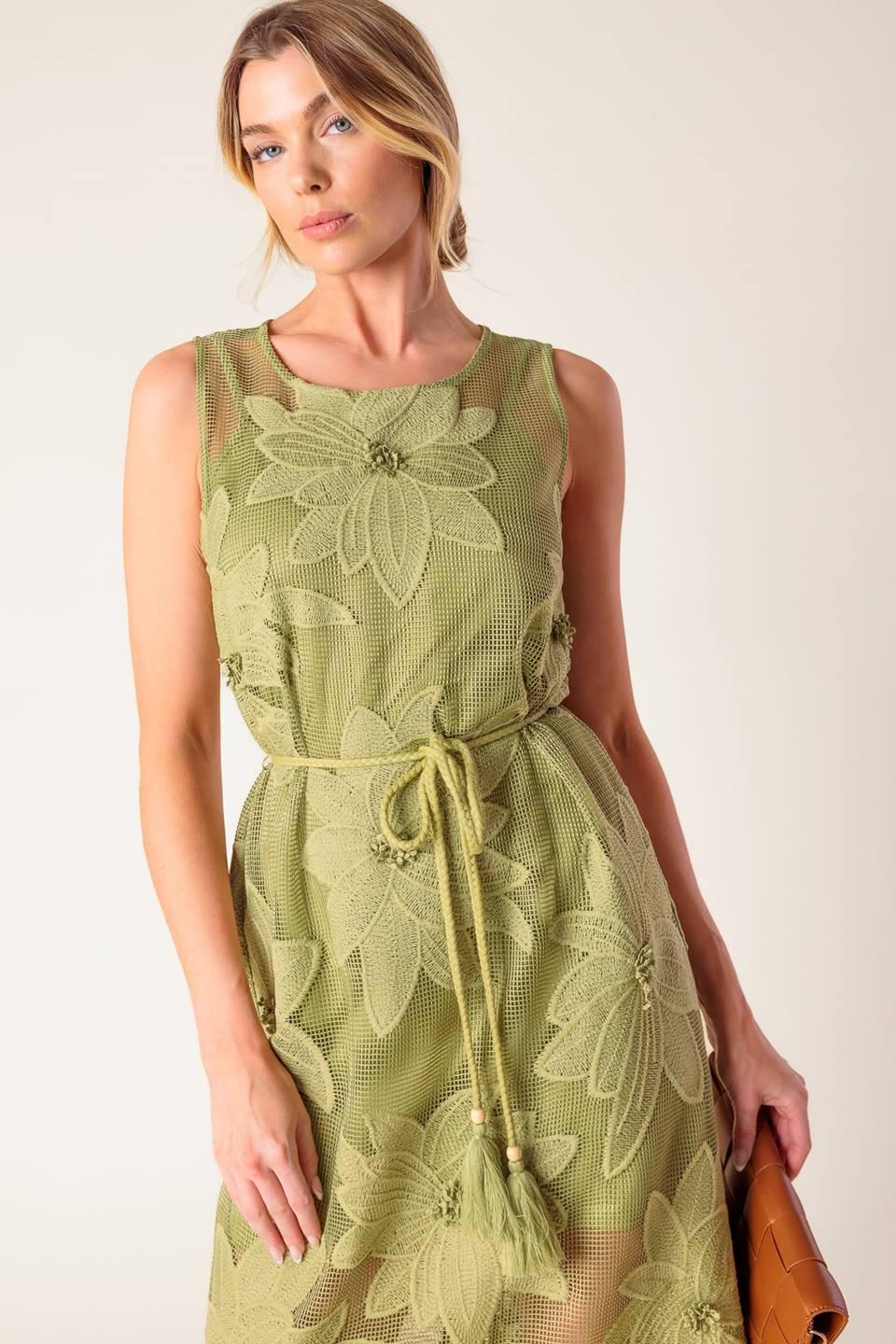 In My Free Time Woven Lace Midi Dress in sage green, view 2 — Soul Flow Apparel