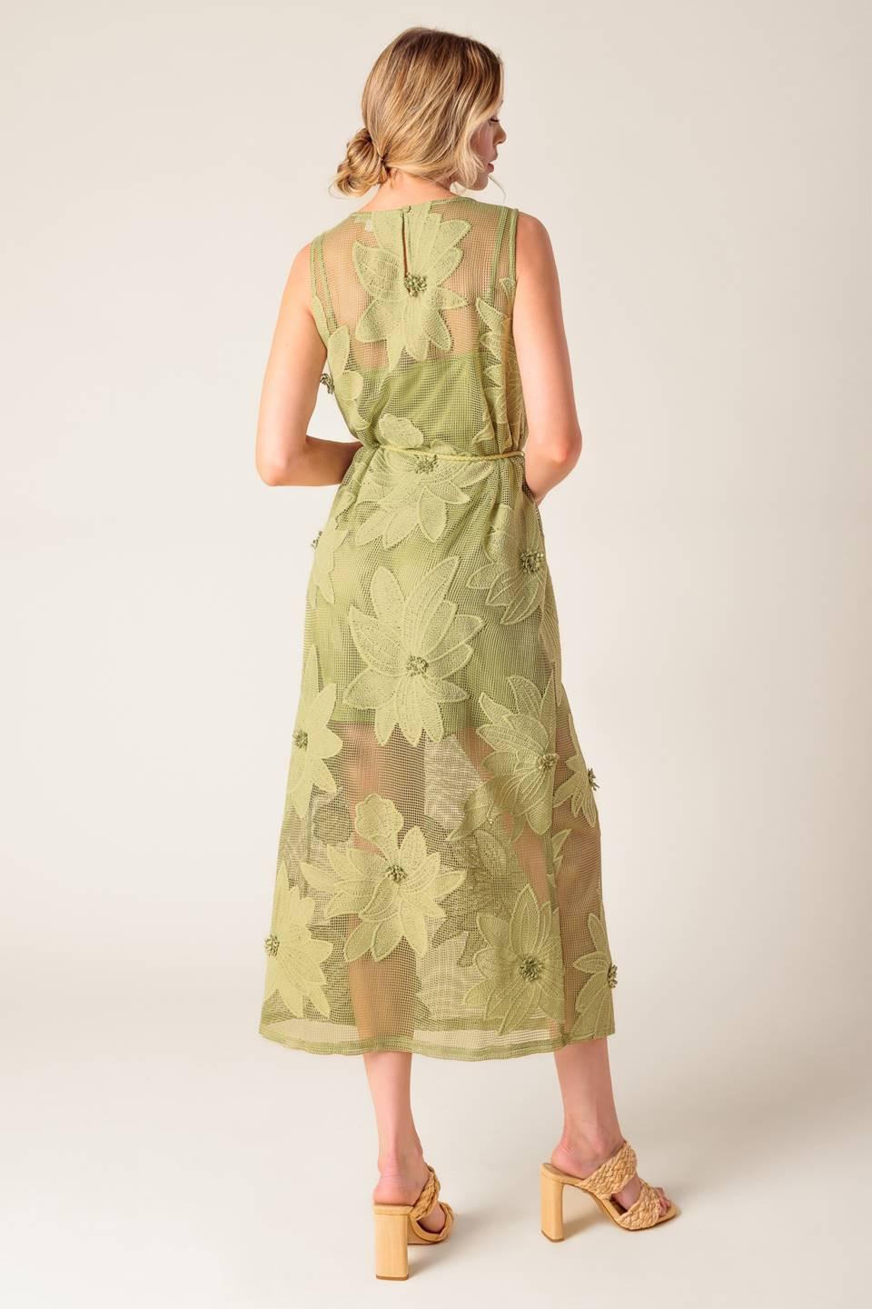 In My Free Time Woven Lace Midi Dress in sage green, view 6 — Soul Flow Apparel