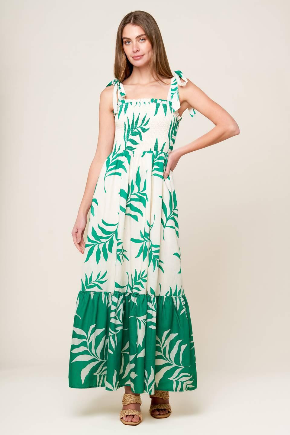 Dream with Me Woven Maxi Dress in ivory green, view 1 — Soul Flow Apparel