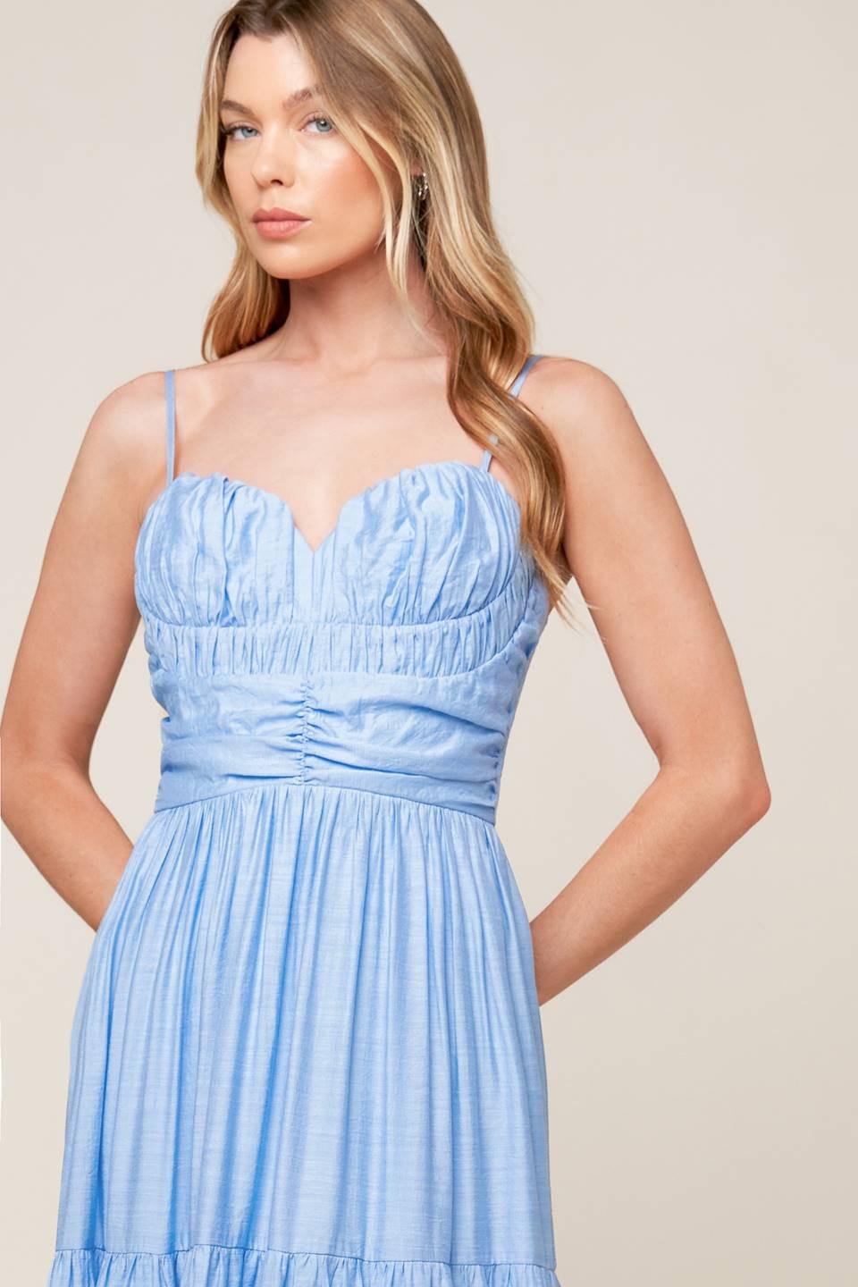 Moment Maker Woven Maxi Dress in light blue, view 2 — Soul Flow Apparel