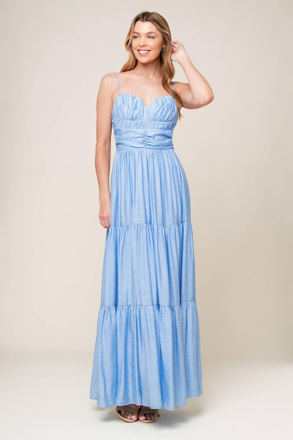 Moment Maker Woven Maxi Dress in light blue, view 3 — Soul Flow Apparel