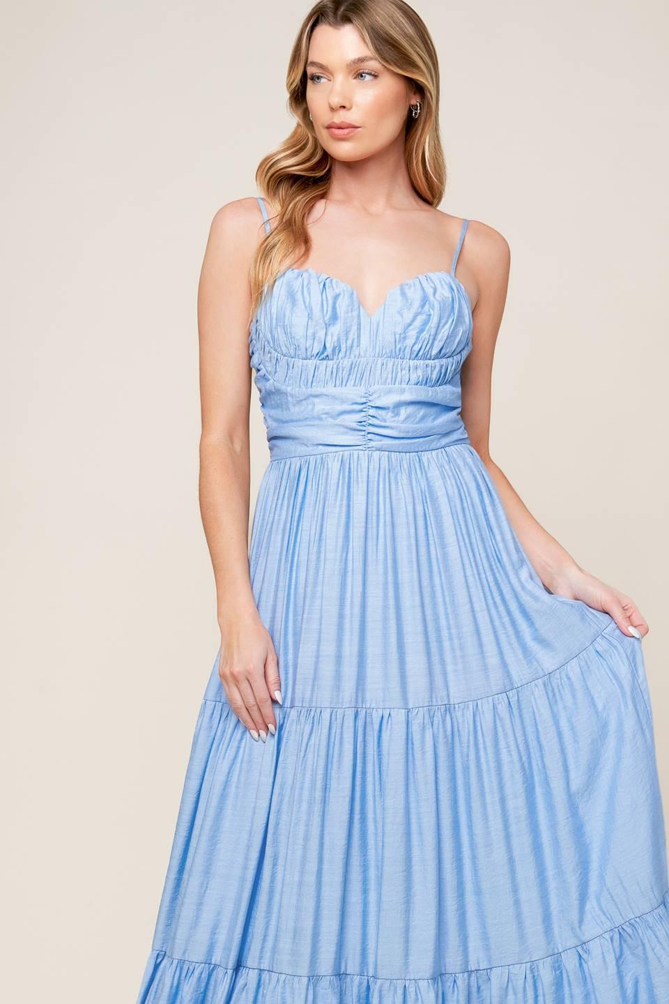 Moment Maker Woven Maxi Dress in light blue, view 4 — Soul Flow Apparel