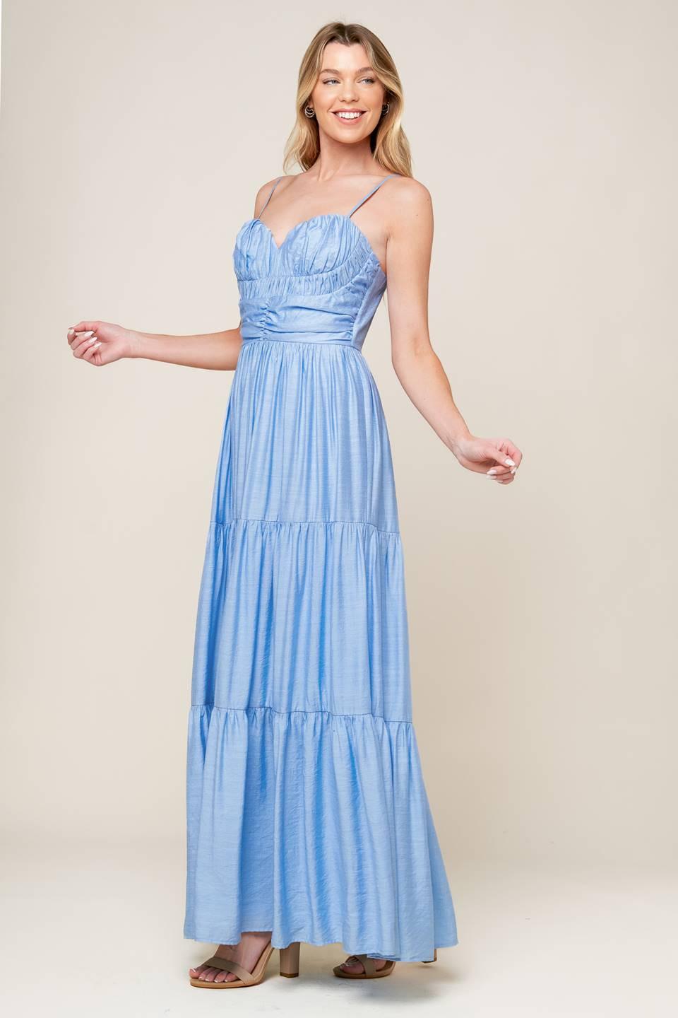 Moment Maker Woven Maxi Dress in light blue, view 5 — Soul Flow Apparel