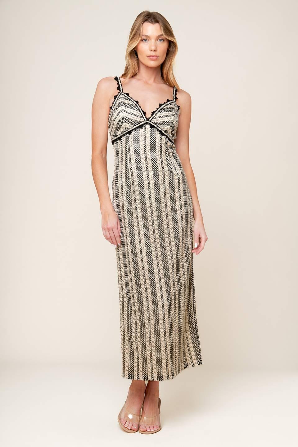 Take Me Away Crochet Lace Midi Dress in cream black, view 3 — Soul Flow Apparel