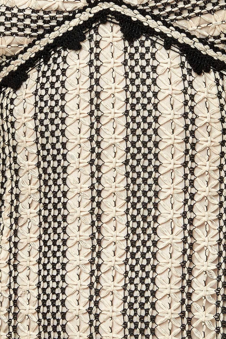 Take Me Away Crochet Lace Midi Dress in cream black, fabric swatch — Soul Flow Apparel