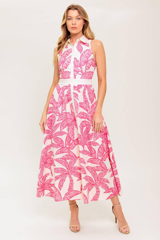 Whisper in Bloom Woven Midi Dress in ivory pink, view 1 — Soul Flow Apparel