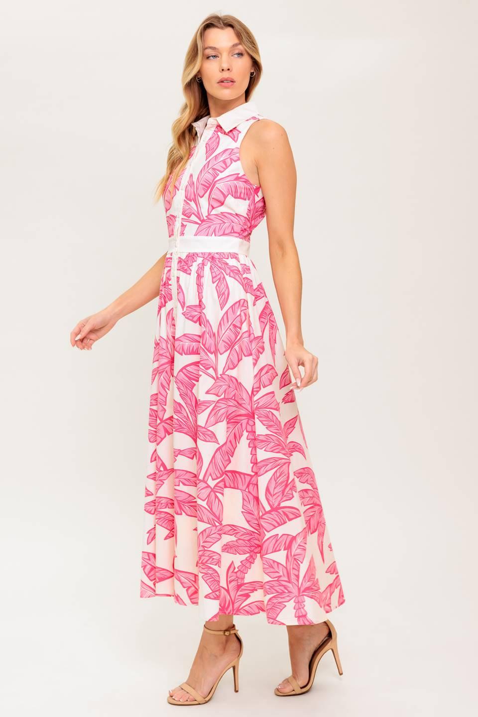 Whisper in Bloom Woven Midi Dress in ivory pink, view 5 — Soul Flow Apparel
