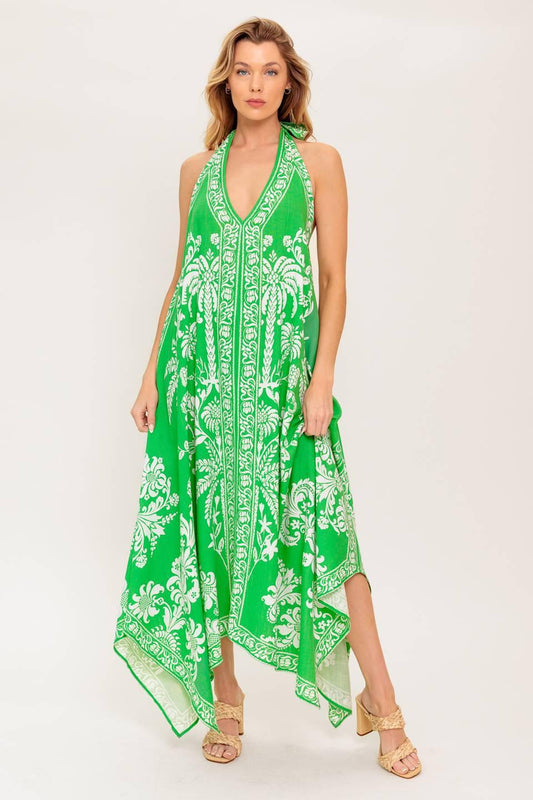 Hold Onto Hope Green Woven Midi Dress, view 2 — Soul Flow Apparel