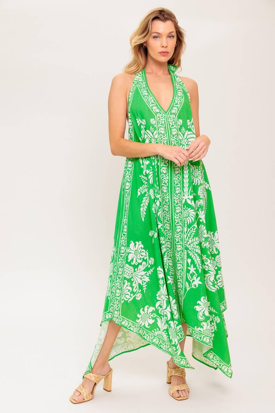 Hold Onto Hope Green Woven Midi Dress, view 3 — Soul Flow Apparel