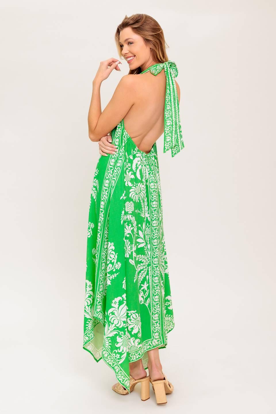 Hold Onto Hope Green Woven Midi Dress, view 6 — Soul Flow Apparel