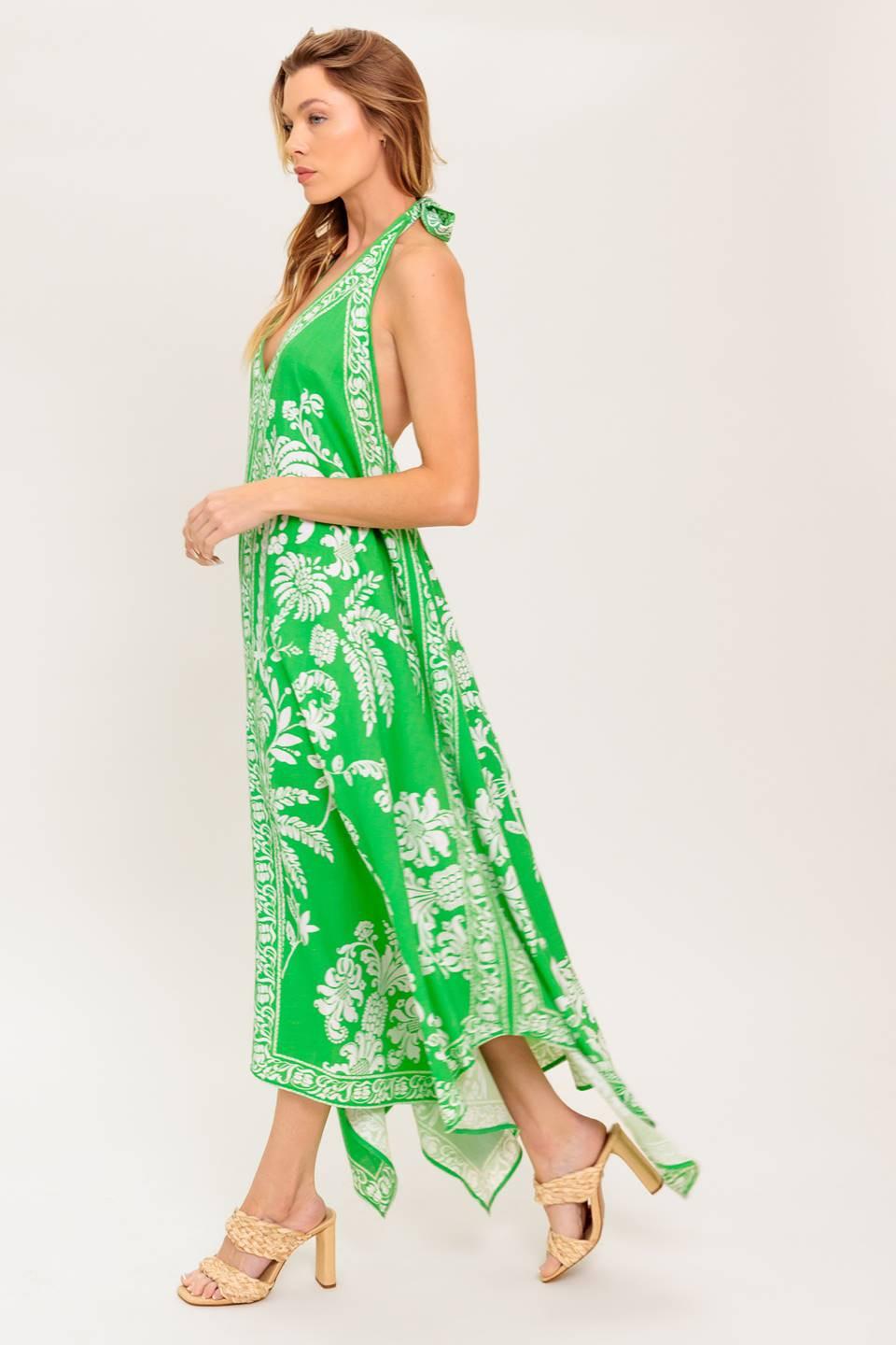 Hold Onto Hope Green Woven Midi Dress, view 7 — Soul Flow Apparel