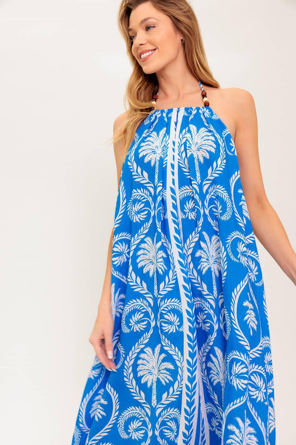 For the Dreamers Blue Woven Maxi Dress in white, view 6 — Soul Flow Apparel