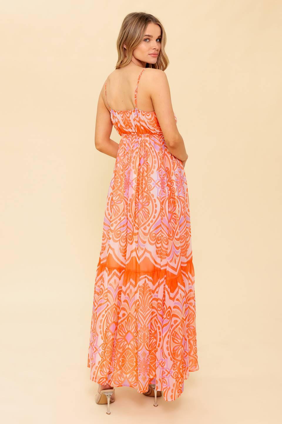 Romance Language Coral Woven Maxi Dress, view 6 — Soul Flow Apparel