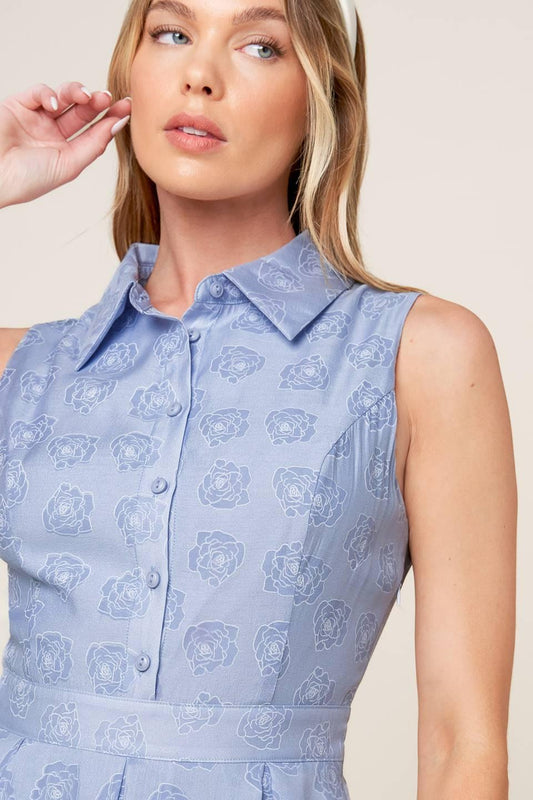 Grand Entrance Woven Midi Dress in slate blue, view 8 — Soul Flow Apparel