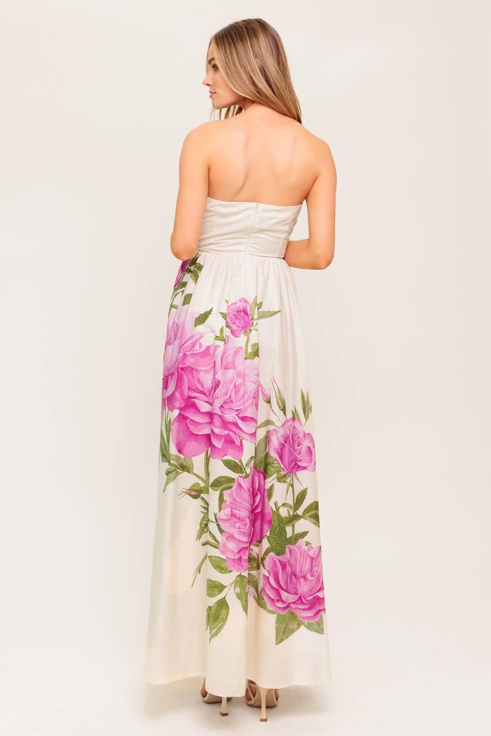 Caught in the Breeze Floral Woven Maxi Dress in ivory, view 7 — Soul Flow Apparel