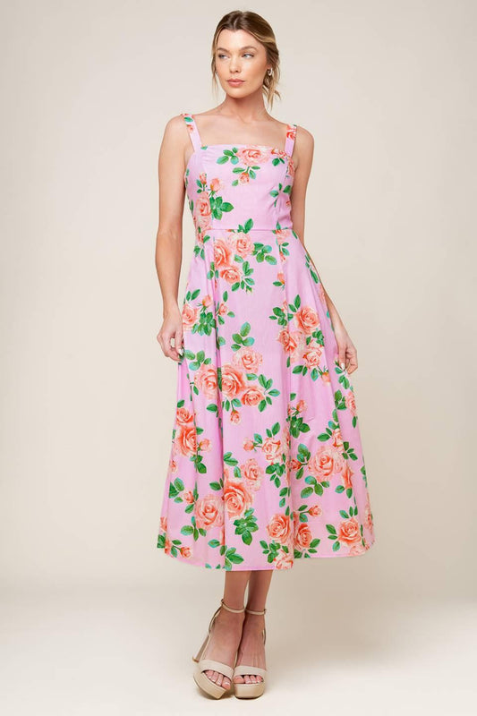Time for Team Woven Midi Dress in blush, view 1 — Soul Flow Apparel