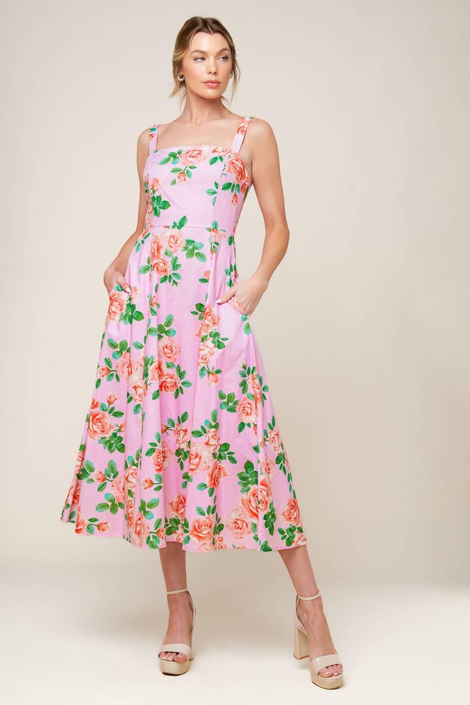 Time for Team Woven Midi Dress in blush, view 3 — Soul Flow Apparel