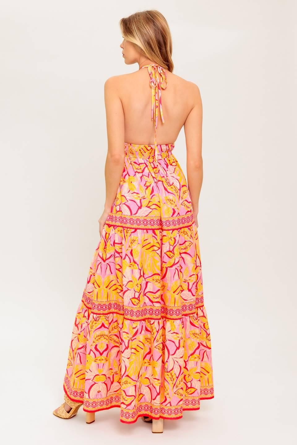 Go with Grace Woven Maxi Dress in pink mustard, view 7 — Soul Flow Apparel