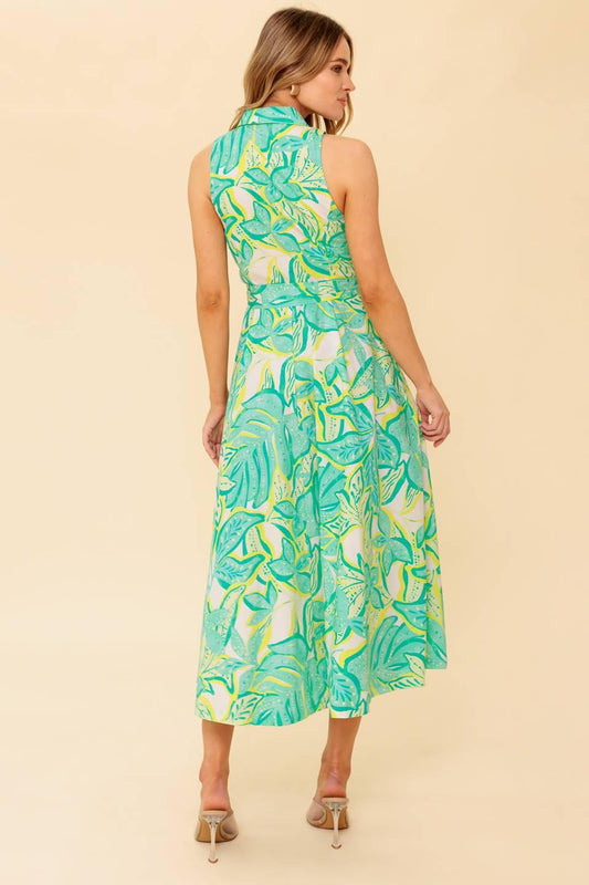Days with You Woven Mdi Dress in white green, view 6 — Soul Flow Apparel