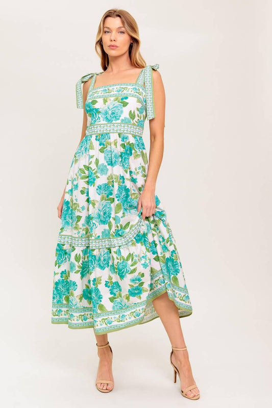 Written in the Sky Woven Midi Dress in ivory green, view 6 — Soul Flow Apparel