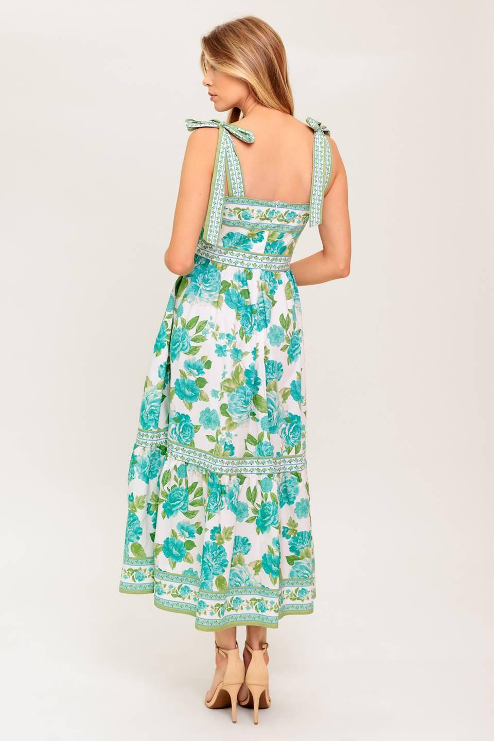 Written in the Sky Woven Midi Dress in ivory green, view 7 — Soul Flow Apparel