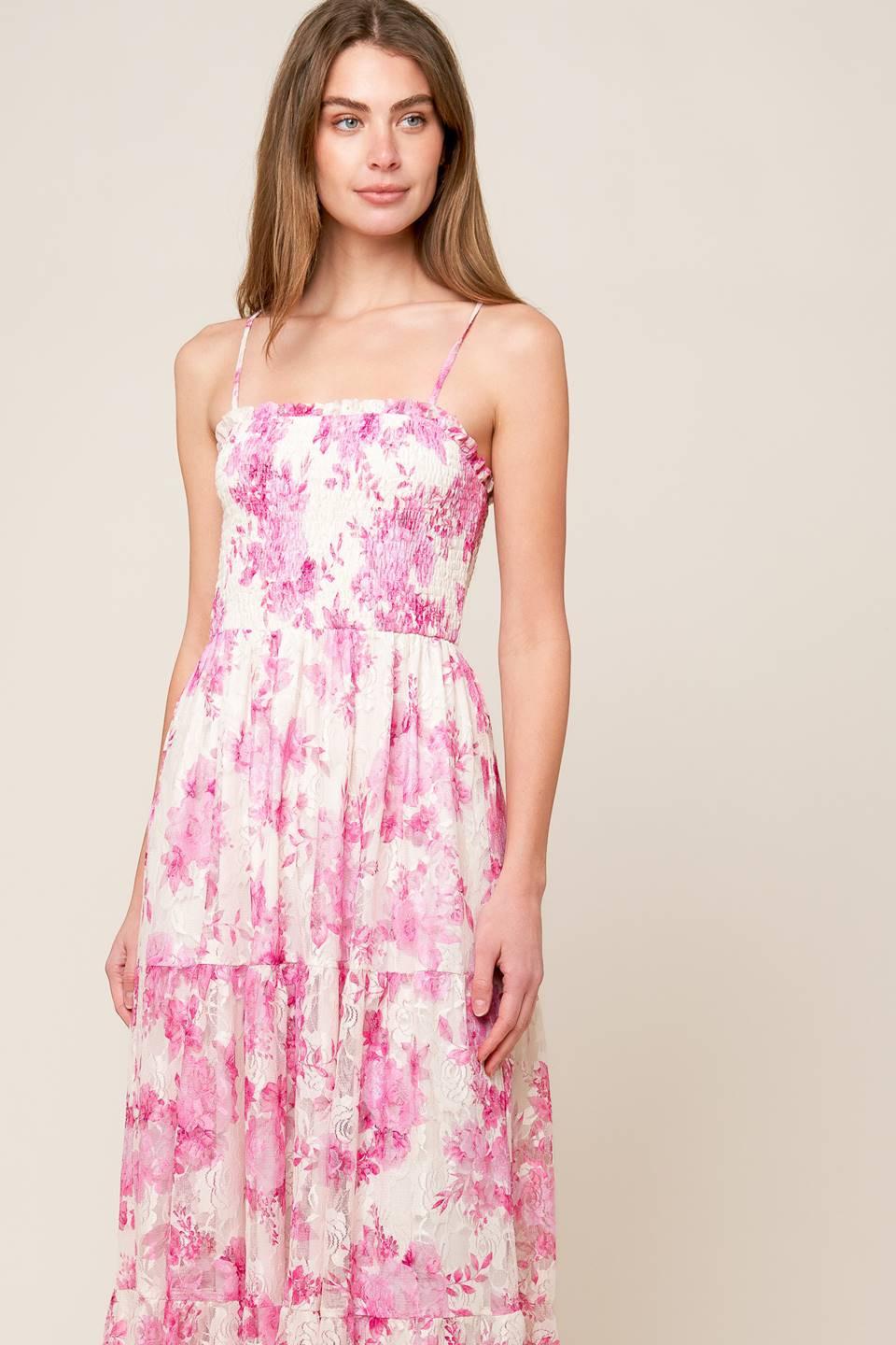 In This Moment Woven Lace Maxi Dress in ivory pink, view 3 — Soul Flow Apparel