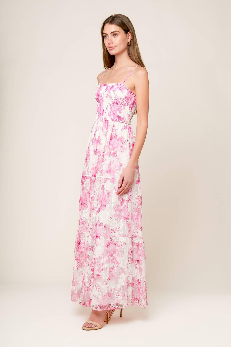In This Moment Woven Lace Maxi Dress in ivory pink, view 4 — Soul Flow Apparel
