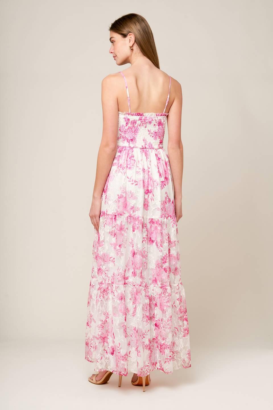 In This Moment Woven Lace Maxi Dress in ivory pink, view 5 — Soul Flow Apparel