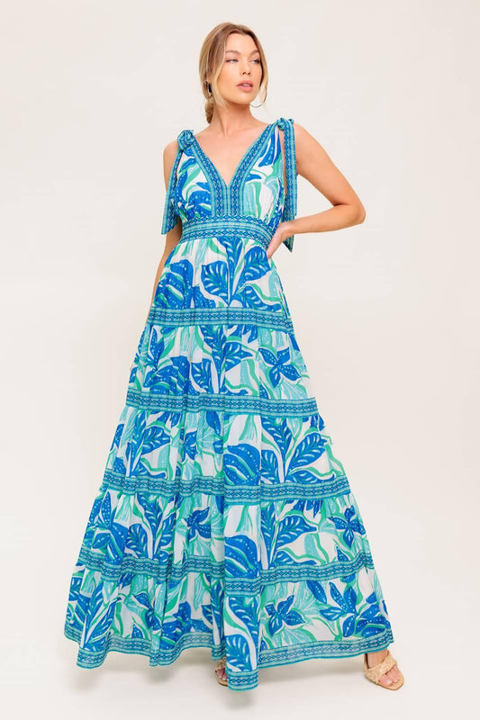 Show Your Love Woven Maxi Dress in ivory blue, view 1 — Soul Flow Apparel