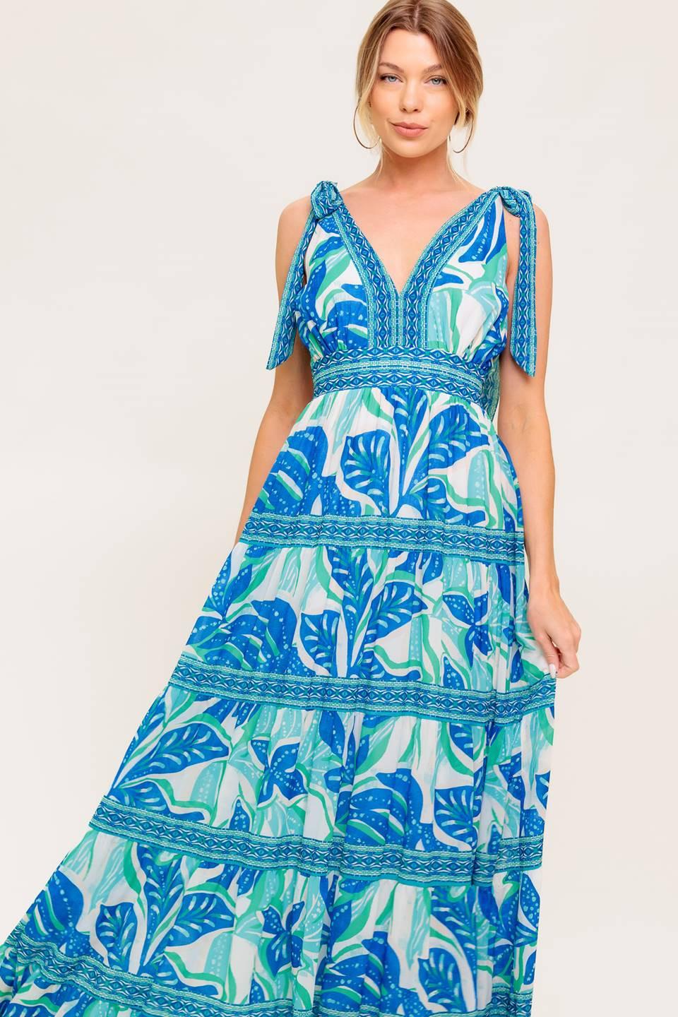 Show Your Love Woven Maxi Dress in ivory blue, view 3 — Soul Flow Apparel