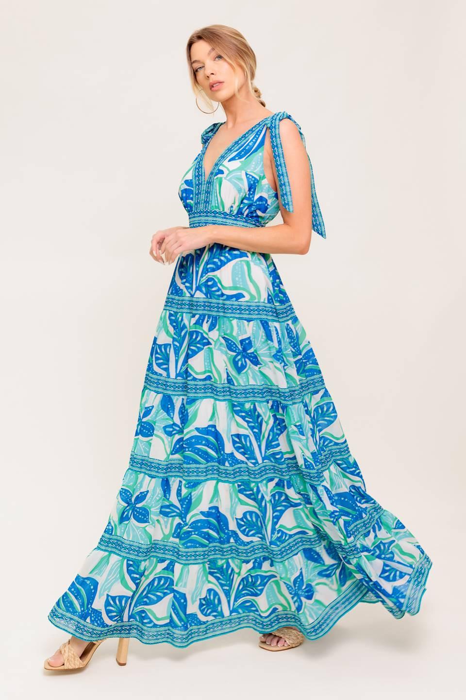 Show Your Love Woven Maxi Dress in ivory blue, view 4 — Soul Flow Apparel
