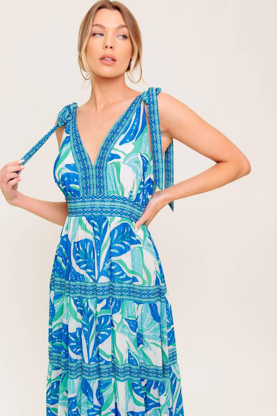 Show Your Love Woven Maxi Dress in ivory blue, view 5 — Soul Flow Apparel