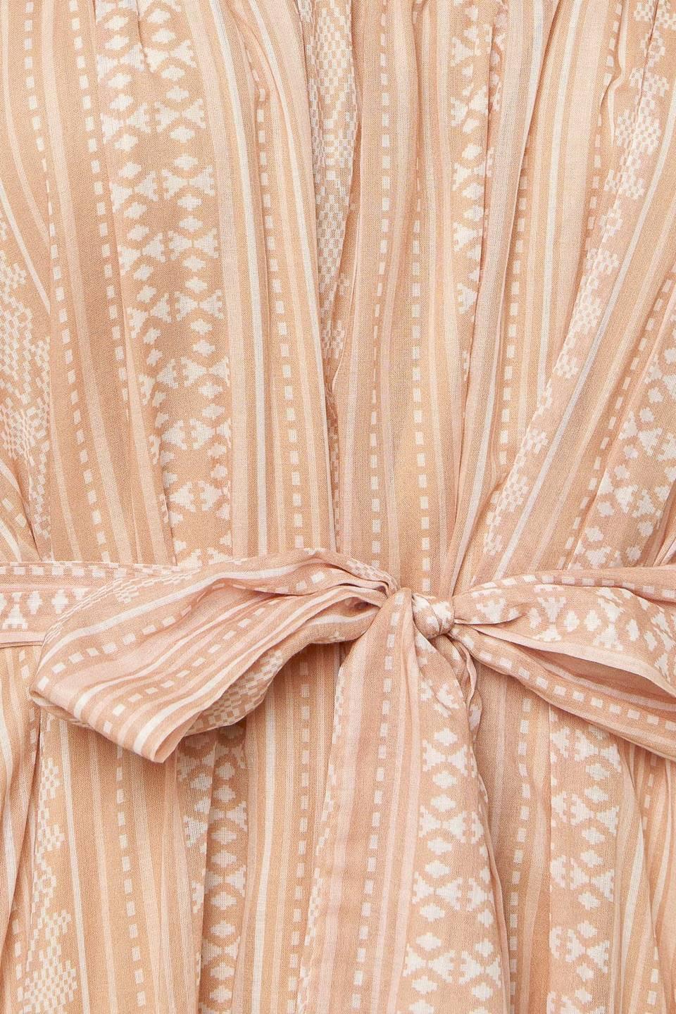 Frolic Through Fields Woven Midi Dress in taupe, fabric swatch — Soul Flow Apparel