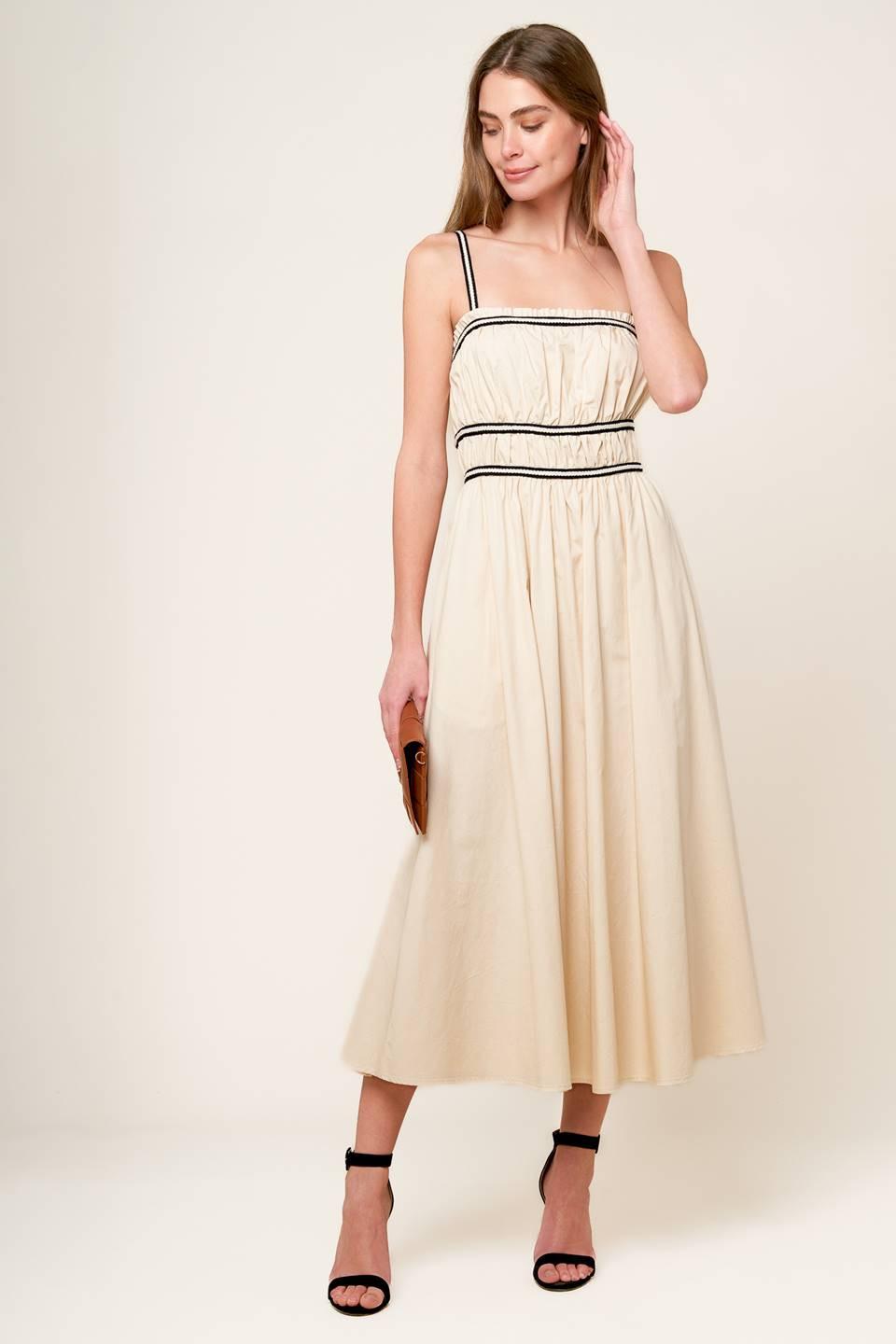 Terrific Timing Cream Woven Midi Dress, view 1 — Soul Flow Apparel
