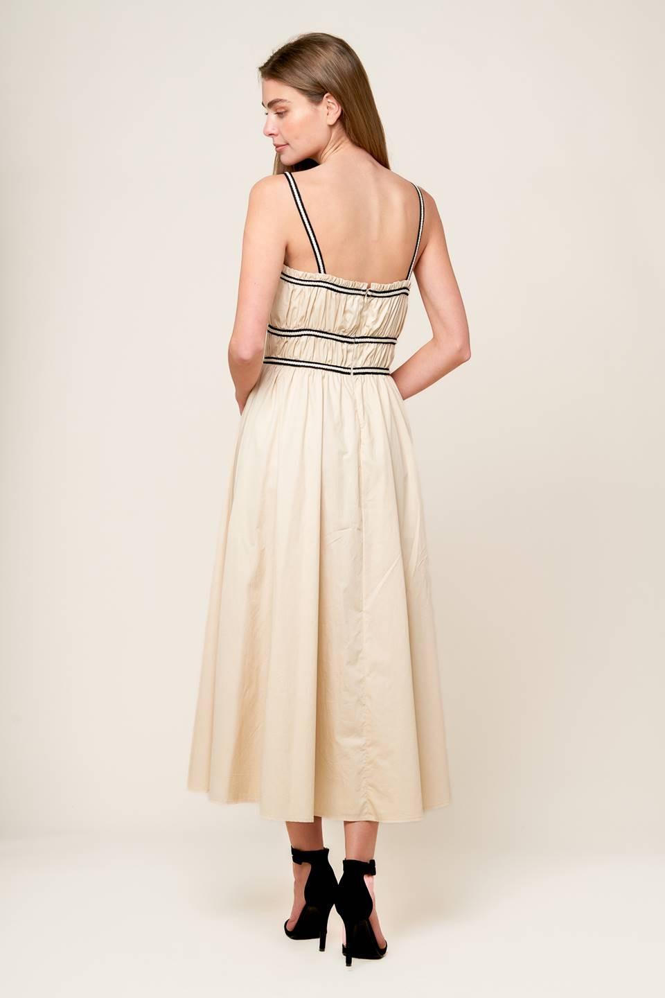 Terrific Timing Cream Woven Midi Dress, view 4 — Soul Flow Apparel