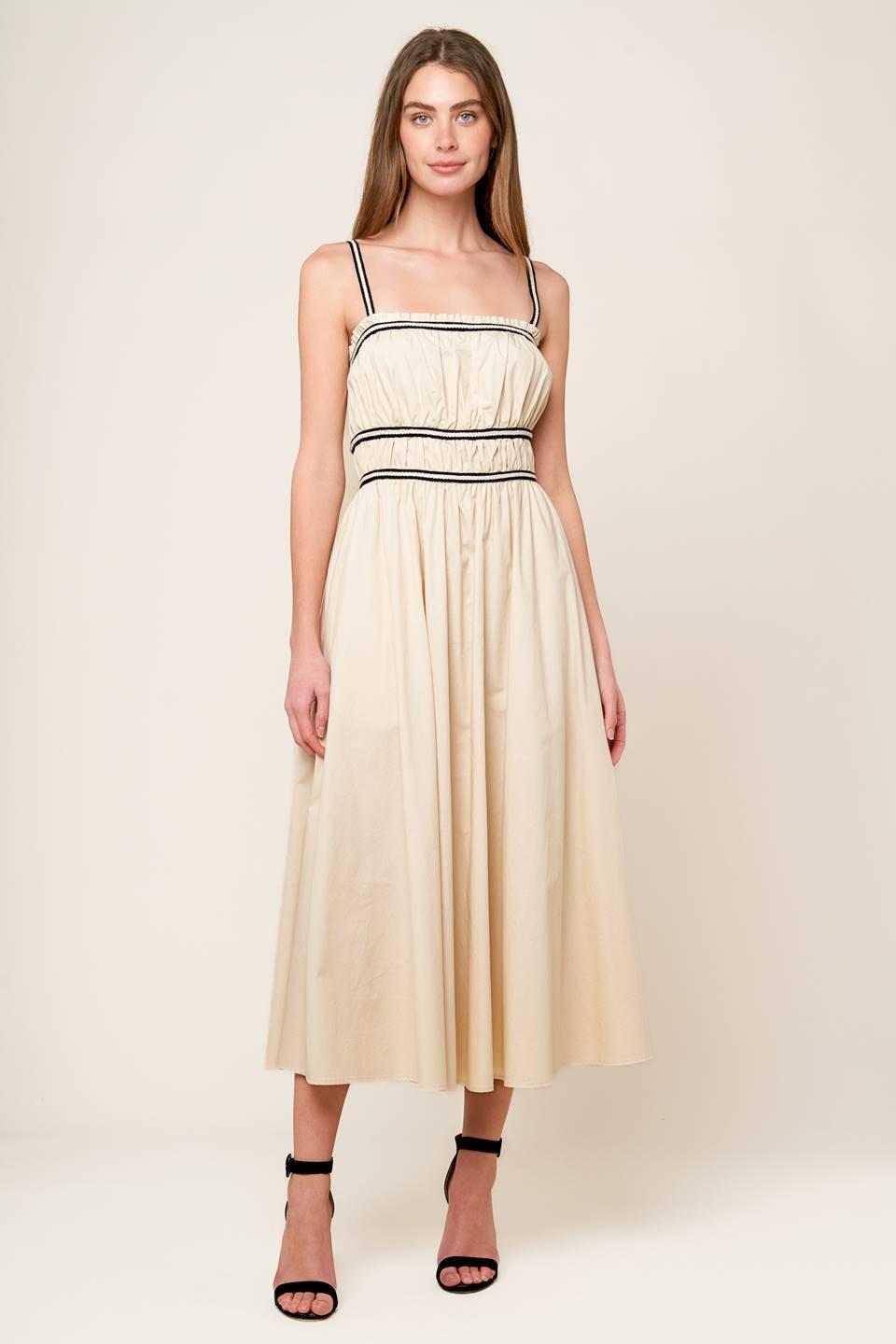 Terrific Timing Cream Woven Midi Dress, view 5 — Soul Flow Apparel
