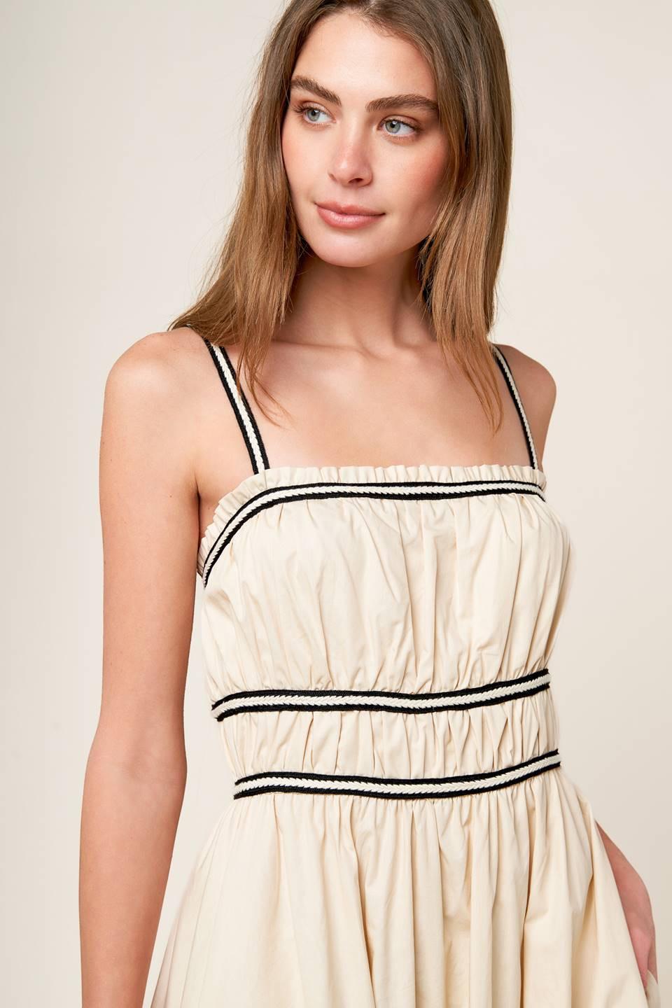 Terrific Timing Cream Woven Midi Dress, view 6 — Soul Flow Apparel