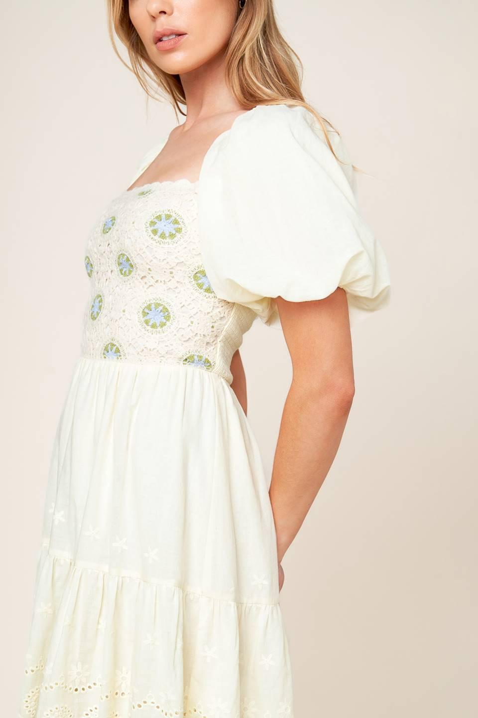 Lola Grass Cream Woven Mini Dress, view 7 — Soul Flow Apparel