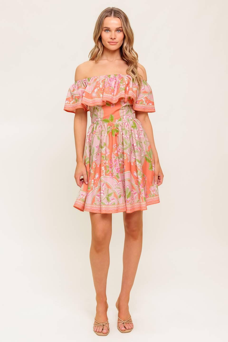 Whispering Coral Woven Mini Dress, view 3 — Soul Flow Apparel