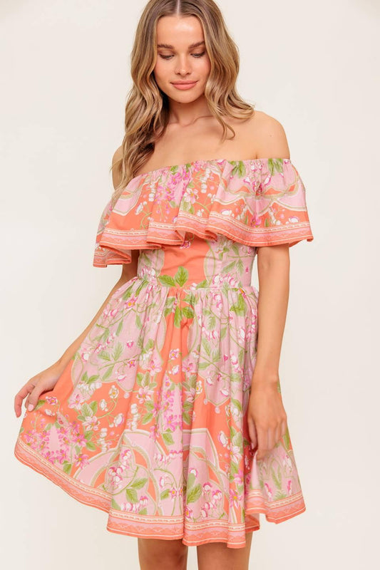 Whispering Coral Woven Mini Dress, view 5 — Soul Flow Apparel