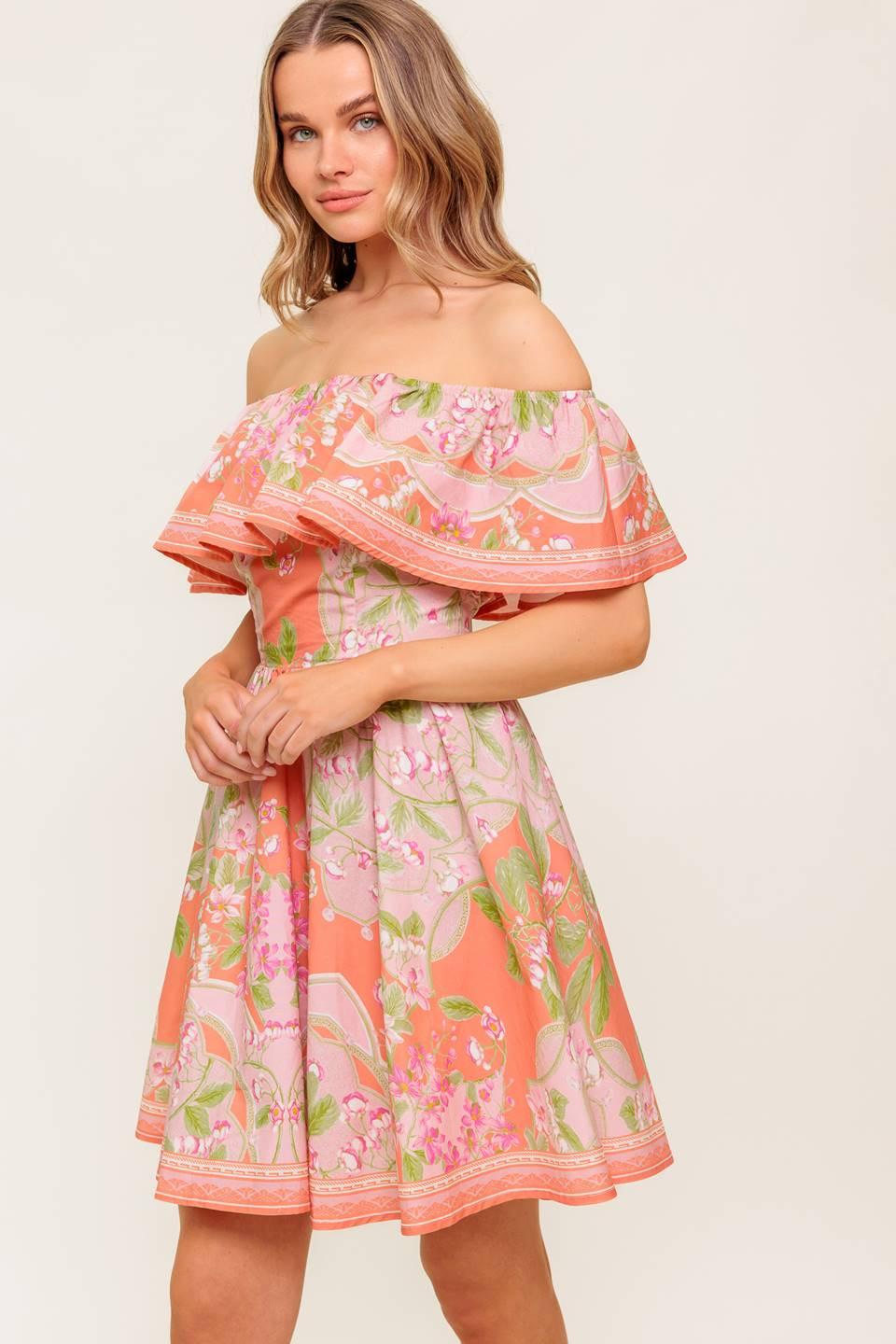 Whispering Coral Woven Mini Dress, view 6 — Soul Flow Apparel