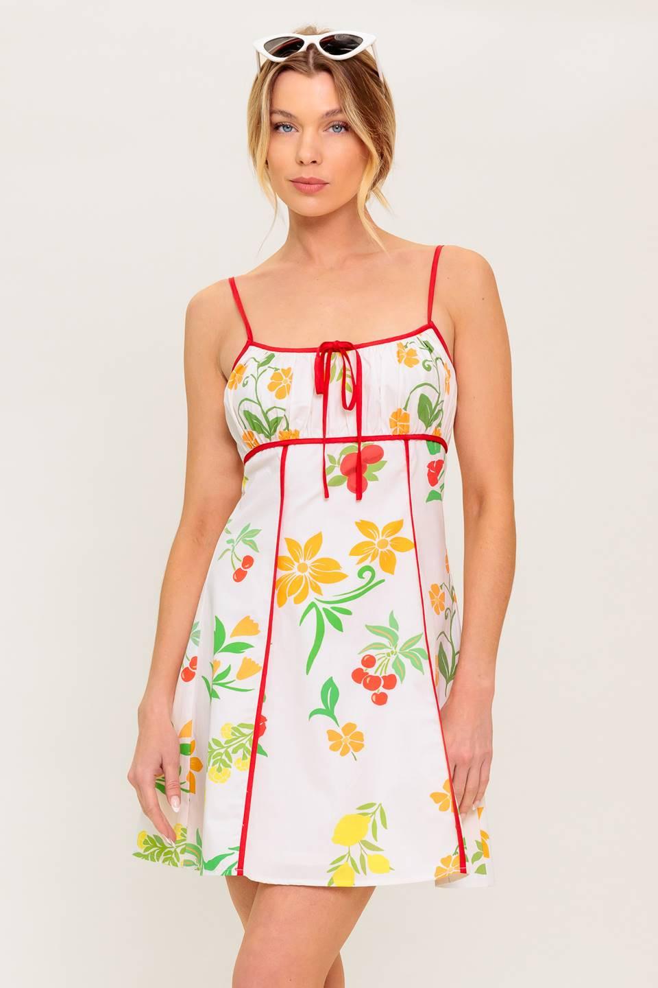 Heart of Gold Woven Mini Dress in ivory red, view 5 — Soul Flow Apparel