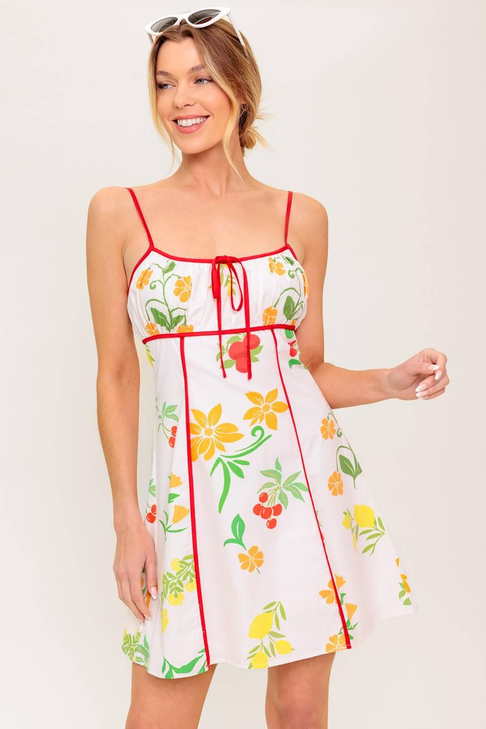 Heart of Gold Woven Mini Dress in ivory red, view 7 — Soul Flow Apparel
