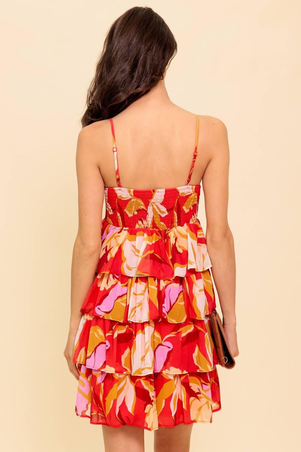 Delicate Dreams Woven Mni Dress in red, view 6 — Soul Flow Apparel