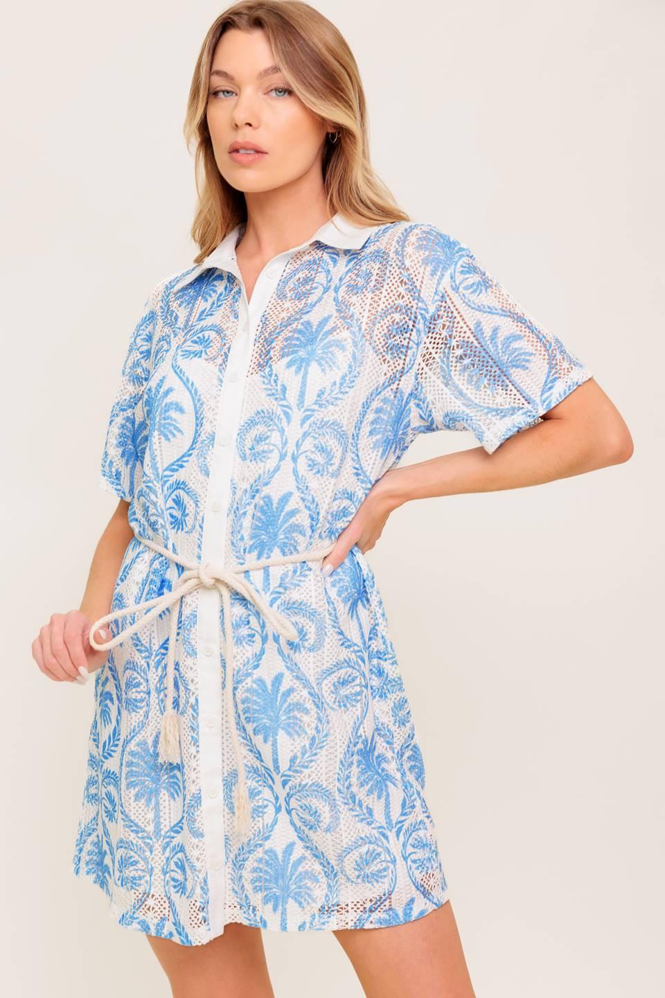 Gentle Spirit Woven Lace Mini Dress in ivory blue, view 3 — Soul Flow Apparel